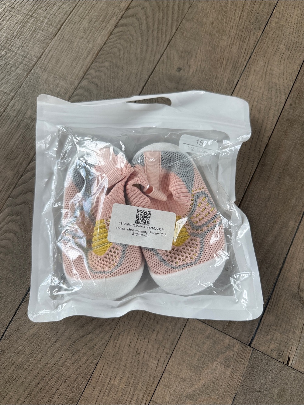 Baby Knit Slip-On Walker Shoes in Pink with Yellow Accent